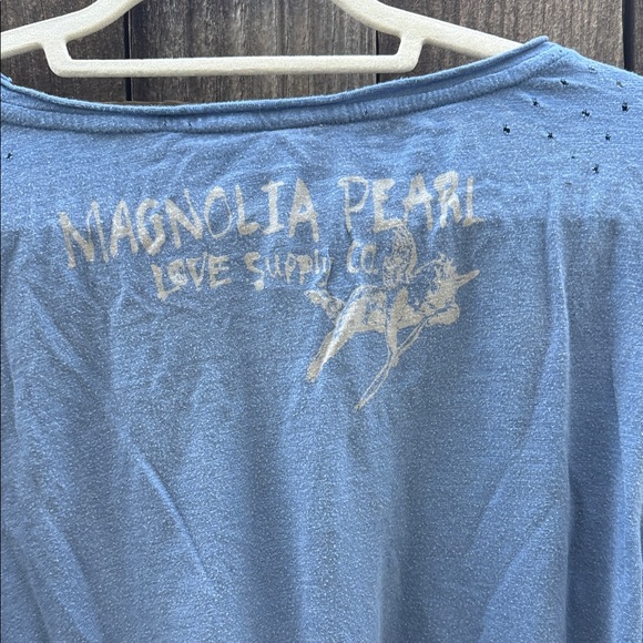 Magnolia Pearl Blue and Gray Long Sleeve Tee with Red Star - Picture 4 of 5